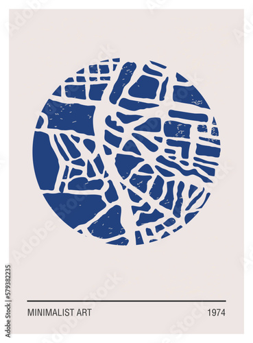 Abstract art with city map, minimalist poster ideal for wall decoration