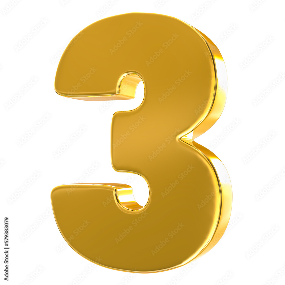 Number Gold 3D Render