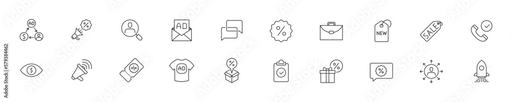 Promotion line icons collection. Simple outline icon. Vector illustration. Promotion line icons collection. Simple outline icon. Vector illustration.