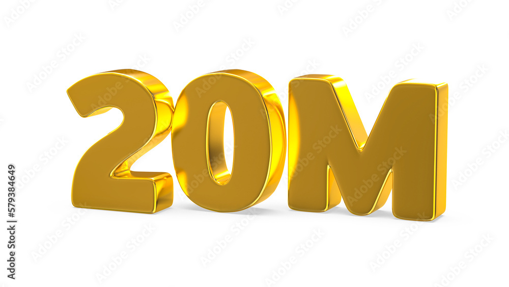 Follow Number 3D Render Gold Follow Number 3D Render Gold