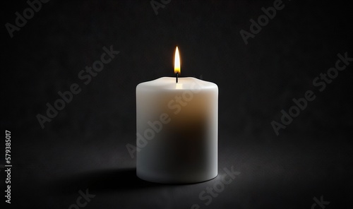  a lit candle on a black background with a white light. generative ai