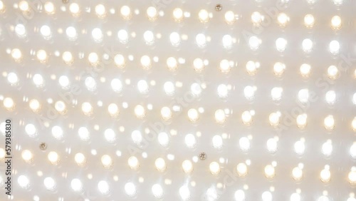 LED panel with light emitting diodes.
Transparent warm LED panel with light emitting diodes turning on and off.
Turn on of led light panel
