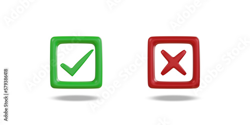 Check mark and cross mark symbols icon. Buttons with checkmark and cross. right checkmark symbol accepted and rejected.
