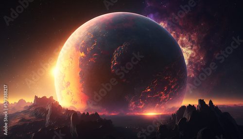 Alien planet similar to Earth in space - Space wallpaper - Generative AI © The_AI_Revolution