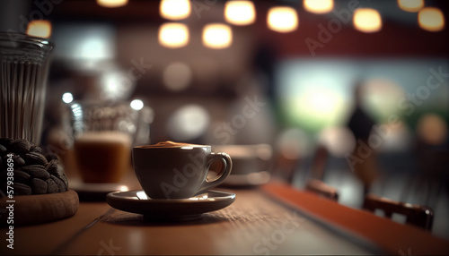 Blurred and unfocused coffee shop background  Generative AI