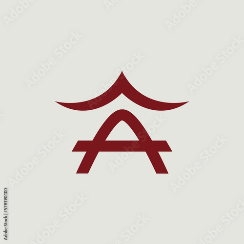 Letter A gate logo Initial. Initial A gate simple modern logo design. Flat with japanese style brand identity	