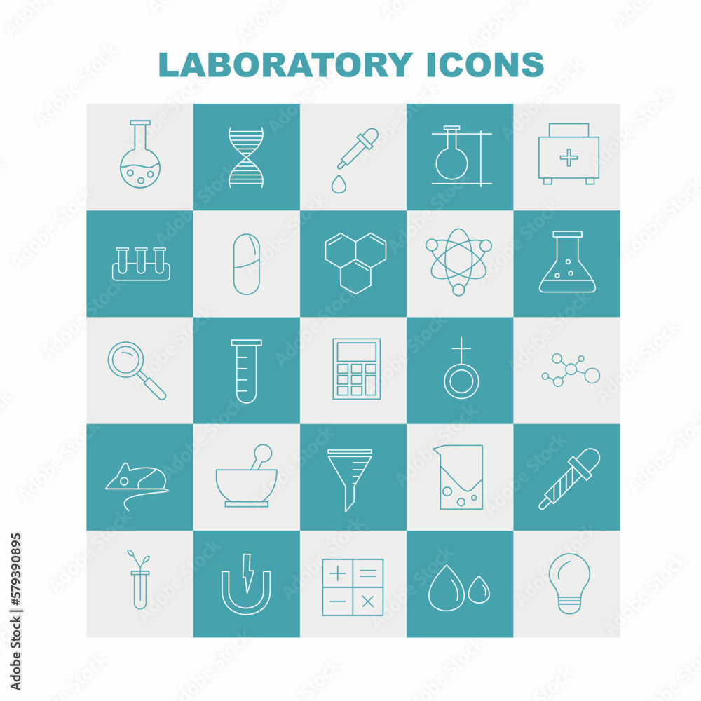 set vector icons about laboratory
