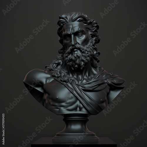 matte black sculpture of an ancient Greek god , generative AI 
