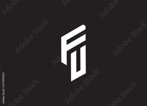 Alphabet letters monogram FU logo design