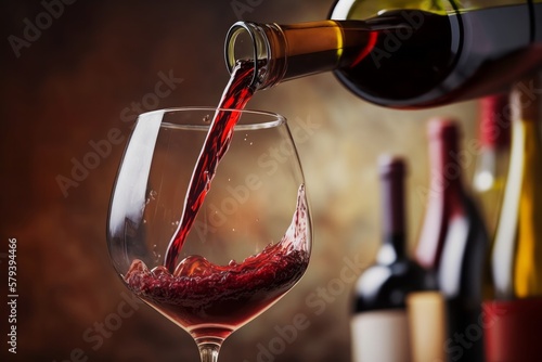 Savor the Rich Aroma of Red Wine Pouring into a Glass with this Close-Up Shot, Generative AI.
