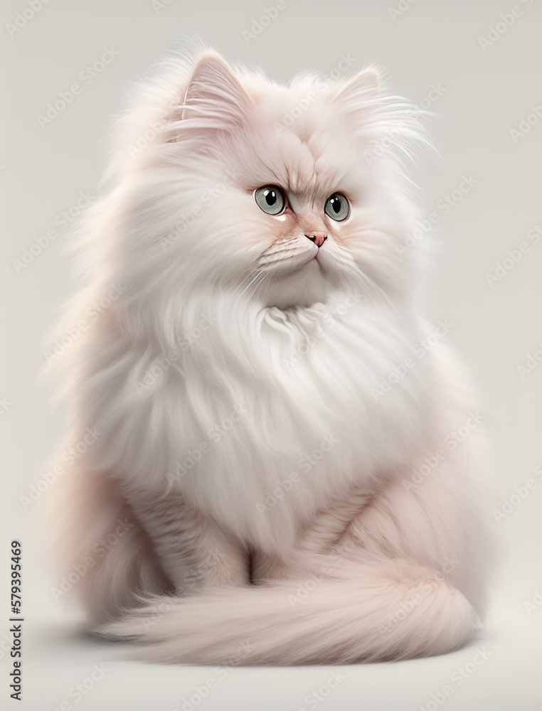 A white fluffy cat. Generated by AI