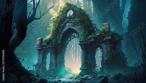 The Enchanted Forest: A World of Magic, Mystery, and Adventure with Ancient Ruins and Misty Mountains