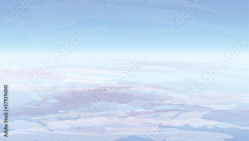 Sky aerial view above clouds. Vector background, minimal abstract cloudscape. 