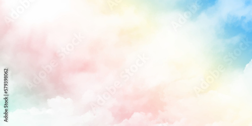 Pastel sky background with white clouds. clouds watercolor tint, pink clouds gradient background sky, atmosphere air freedom