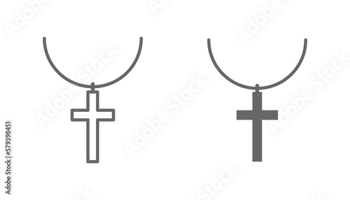 Religion cross necklace vector icon set. Isolated cross icon vector design. Designed for web and app design interfaces.
