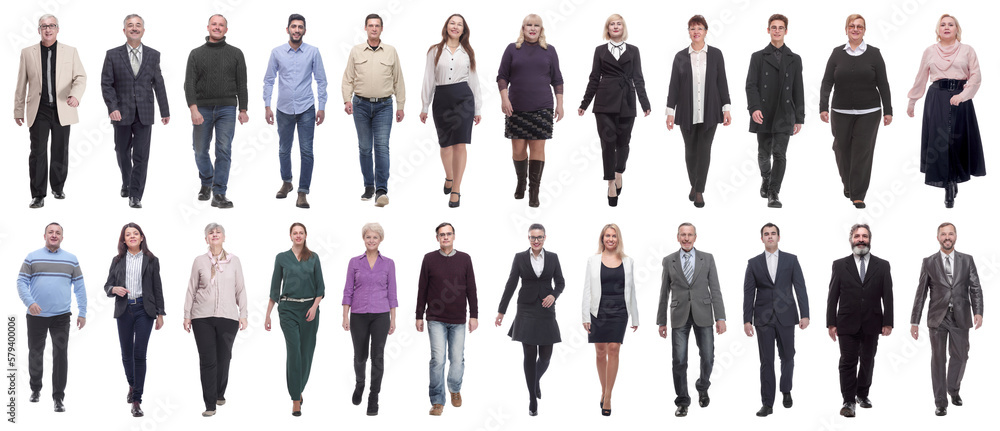 group of successful business people in motion isolated group of successful business people in motion isolated