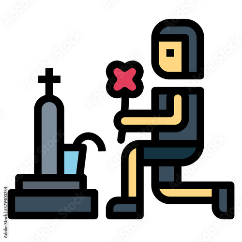 graveyard filled outline icon style