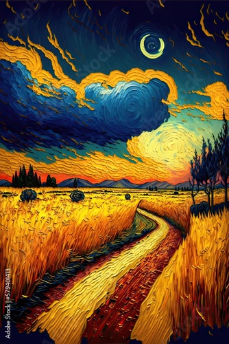 A dynamic and energetic view of the plains, with bold, swirling patterns and a rich, vibrant color scheme inspired by the work of Vincent van Gogh and Wassily Kandinsky
