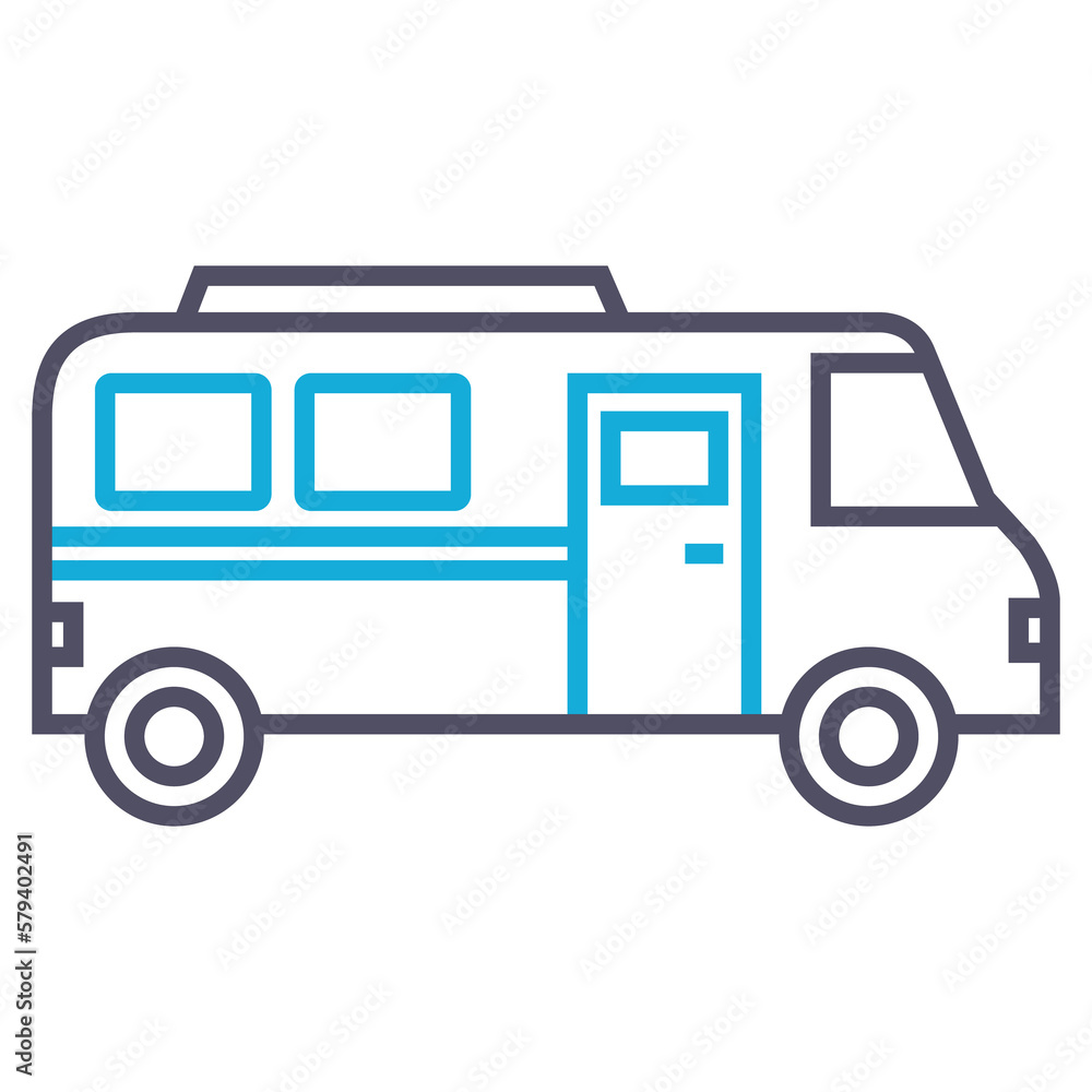 PNG image icon of a bus in lines with transparent background