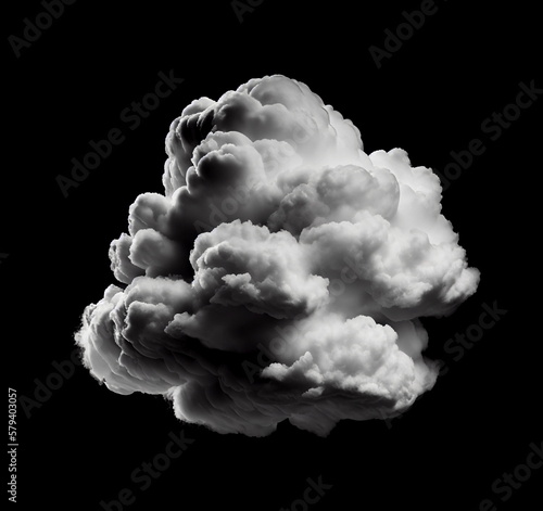 White cloud isolated on the white background, created with generative AI