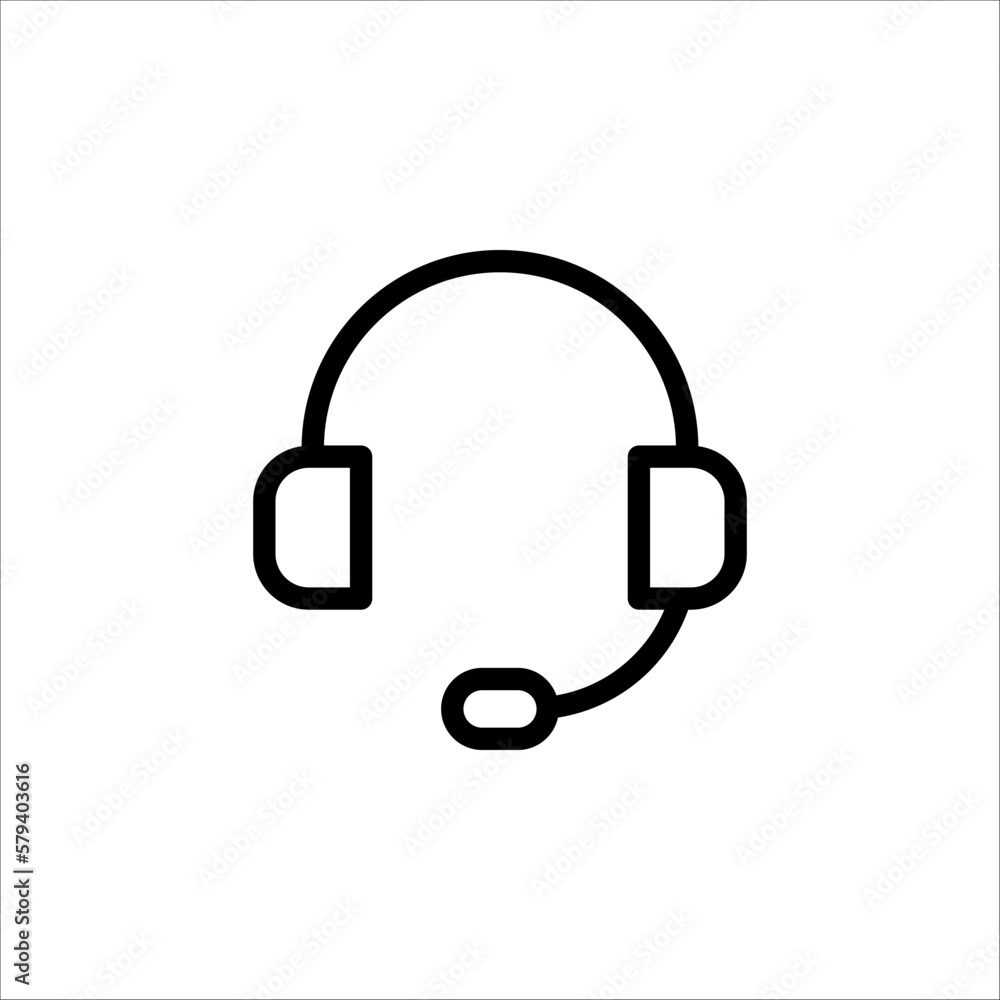 Customer Service Icon, Call Center Operator Wearing Headphone on white background Customer Service Icon, Call Center Operator Wearing Headphone on white background