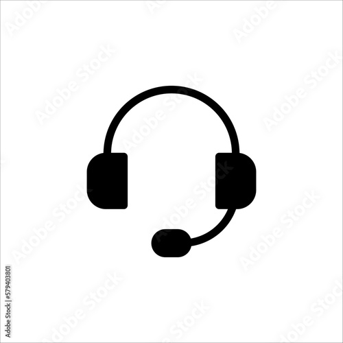 Customer Service Icon, Call Center Operator Wearing Headphone on white background