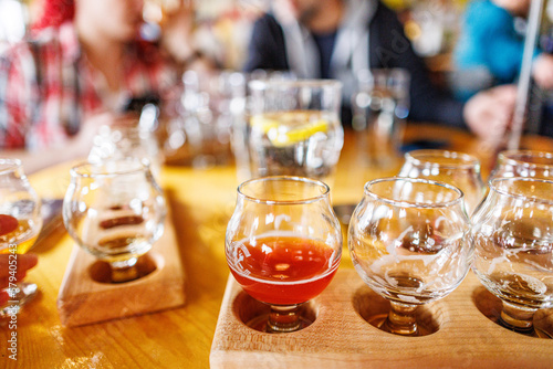 Flights of beer in brewery