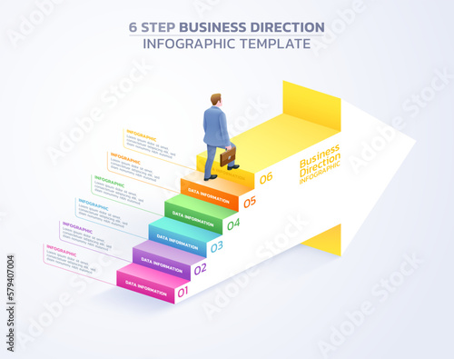 business direction arrow staircase infographic steps template background