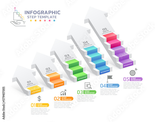 arrow staircase infographic steps template background