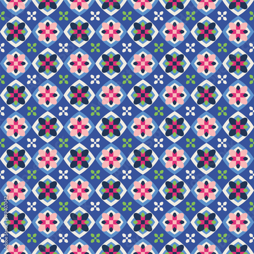 Abstract Geometric Shapes Seamless Vector Pattern Hypnotic Psychedelic Retro Squares Diamonds Azulejos Moroccan Style  Mosaic Colorful Trendy Pattern Perfect for Allover Print