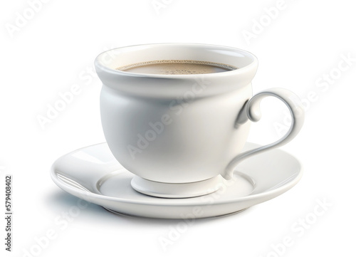 White cup of black coffee isolated on white background. Generative AI.