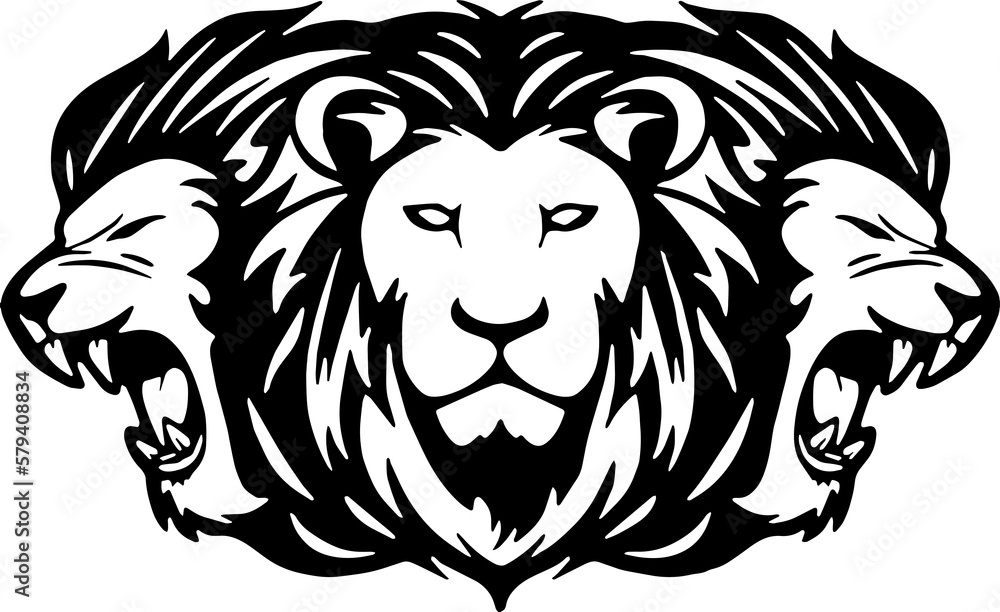 lion head mascot, three head lion icon, lion head icon, PNG, Graphic resource, Design element