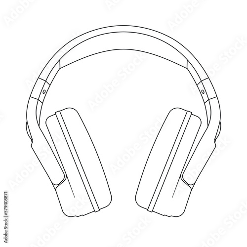 Wireless Gaming Headphone Outline Icon Illustration on Isolated White Background