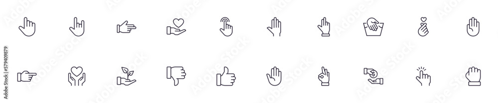Hand concept. Collection of gesture high quality vector outline signs for web pages, books, online stores, flyers, banners etc. Set of premium illustrations isolated on white background Hand concept. Collection of gesture high quality vector outline signs for web pages, books, online stores, flyers, banners etc. Set of premium illustrations isolated on white background
