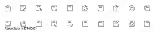 Scale concept. Collection of modern high quality weight line icons. Editable stroke. Premium linear symbol for web sites, flyers, banners, online shops and companies.