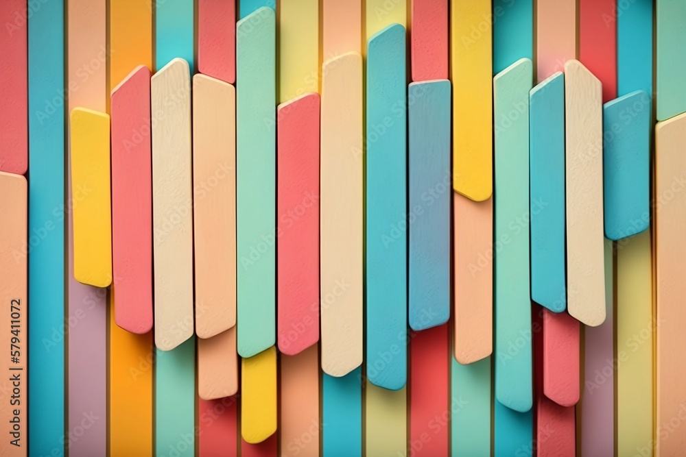 A Colorful Background Design with Wood Ice Cream Sticks. Generative AI