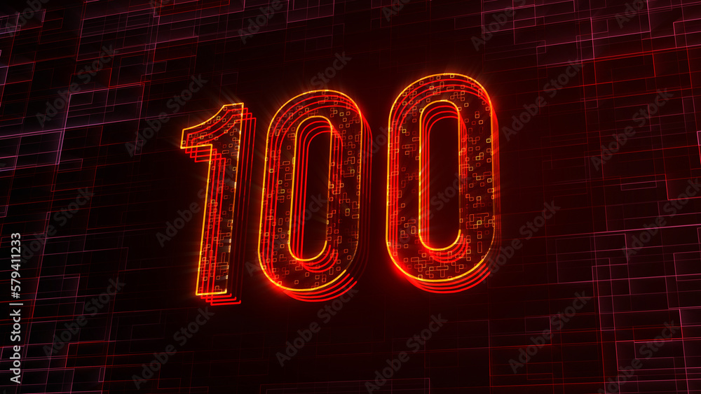 Futuristic Red Yellow Shine 3D Perspective View 100 Number Text Lines With Square Dots Fractal Digital Technology Texture Futuristic Red Yellow Shine 3D Perspective View 100 Number Text Lines With Square Dots Fractal Digital Technology Texture