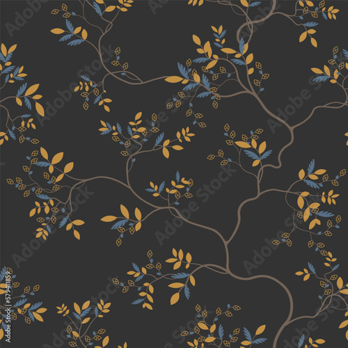seamless pattern of branches and leaves