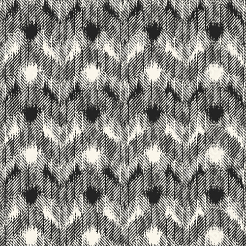 Monochrome Moiré Textured Chevron Pattern