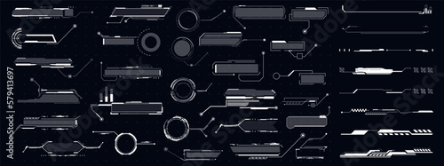 Futuristic callouts titles. Info boxes, digital information bar labels. Modern digital info boxes layout templates. Vectro illustration