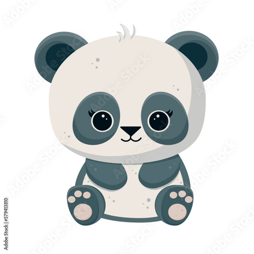 Fototapeta Naklejka Na Ścianę i Meble -  Cute baby panda is sitting. Vector illustration for baby shower, card, party invitation, trendy clothes t-shirt print.