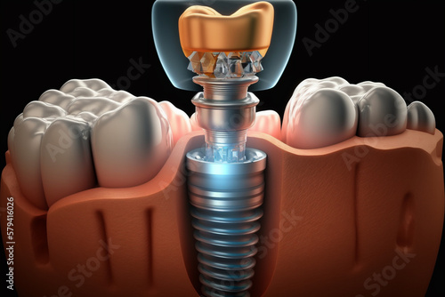 Realistic dental implant, Generative AI