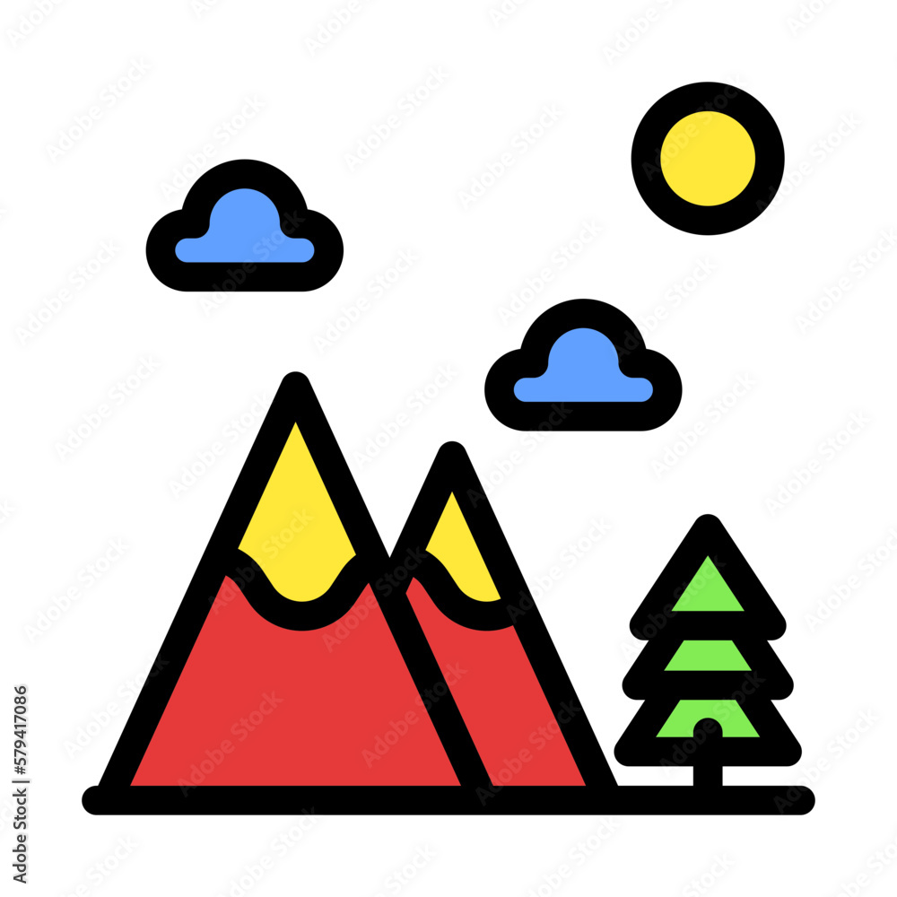 Icon mountain, forest, tree, Holyday. editable file and color. Icon mountain, forest, tree, Holyday. editable file and color.