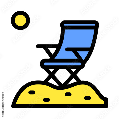 Icon longue chair, beach, Holyday. editable file and color.