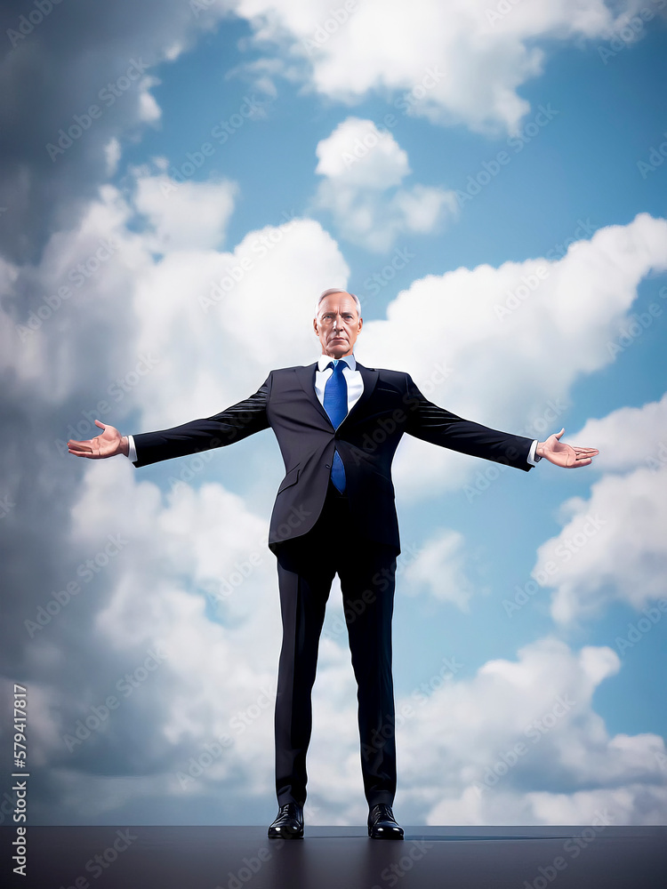Arrogant business man believing he is a gift from God to mankind, Self made man, created with Generative AI technology Arrogant business man believing he is a gift from God to mankind, Self made man, created with Generative AI technology