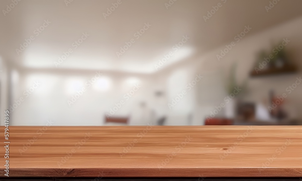 empty wooden table with floor, kitchen, restaurant, background, table for product demonstration
