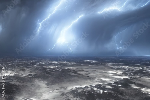 storm over the sea, lightning over the mountains, clouds over the mountains, scary, horror, darkest weather in the sea. Abstract lighting in the mountain sea wallpaper