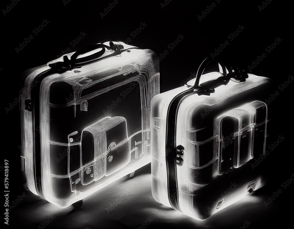 Suitcase at xray airport scanner. Concept Carriage of prohibited items