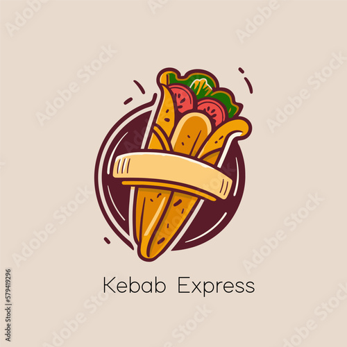 Kebab icon. Fast food symbol. Vector illustration in cartoon style