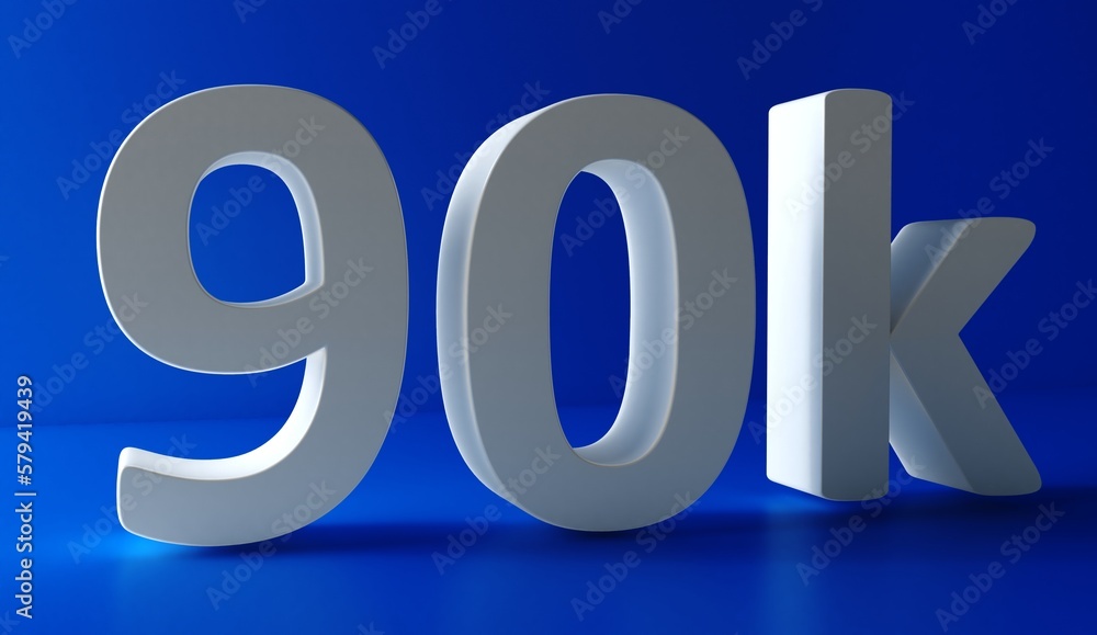 90K Followers. Achievement in 90K followers. 90 000 followers background. Congratulating networking thanks, net friends abstract image, customers. 3d rendering. Isolated like and thumbs. Web banner. 90K Followers. Achievement in 90K followers. 90 000 followers background. Congratulating networking thanks, net friends abstract image, customers. 3d rendering. Isolated like and thumbs. Web banner.